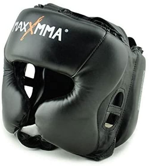 MaxxMMA Headgear Black L/XL for Boxing MMA Training Kickboxing Sparring Karate Taekwondo